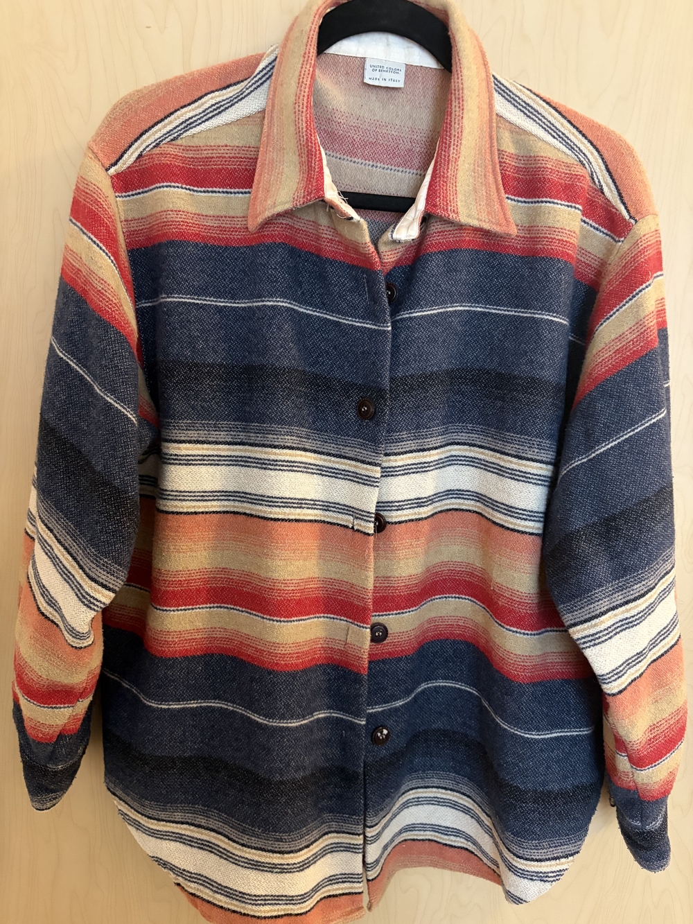 United Colors Of Benetton Vintage From Italy Multicolor Striped Shirt Or Jacket